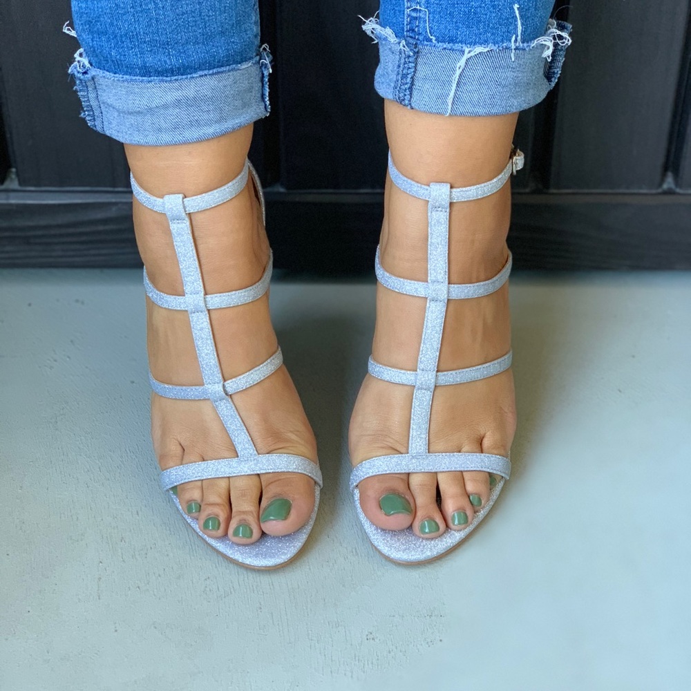 Rosie Platinum Caged Strappy Stiletto Heel Sandal - Picture 3 of 5
